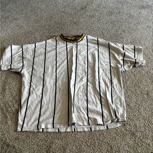 ASOS White Short-Sleeve Stripe Tee with Multicolor Ribbed Collar